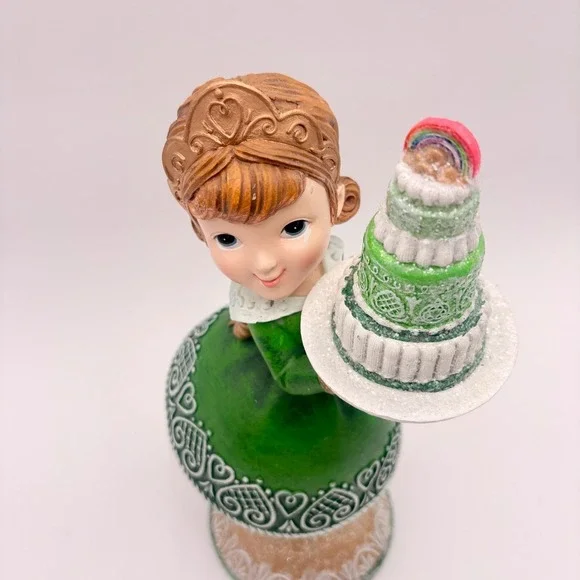 Lucky Lane Vintage Girl Holding Tiered Cake Figurine St Patrick's Irish Celtic - Picture 2 of 8